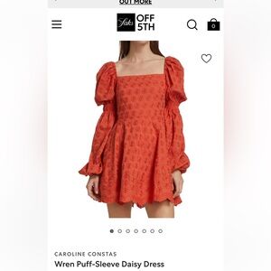 CAROLINE CONSTAS Wren Puff-Sleeve Daisy Dress SIZE medium, worn once.